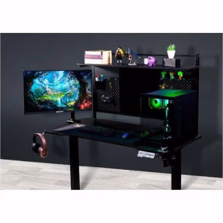 Naceb Mesa para gaming - Forma 'T' Base - 2 Legs - Altura ajustable - 1180mm Altura - Juegos - Fibra de carbono negro - Acero